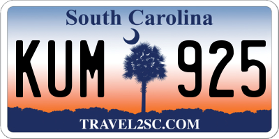SC license plate KUM925