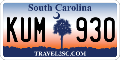 SC license plate KUM930