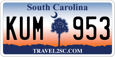 SC license plate KUM953
