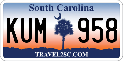 SC license plate KUM958