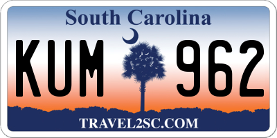 SC license plate KUM962
