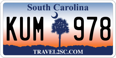 SC license plate KUM978