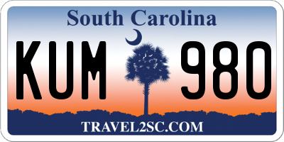 SC license plate KUM980