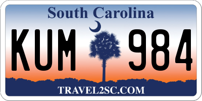 SC license plate KUM984