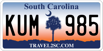 SC license plate KUM985