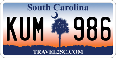 SC license plate KUM986