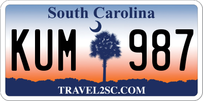 SC license plate KUM987