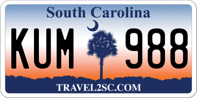 SC license plate KUM988