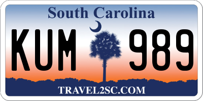 SC license plate KUM989