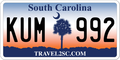 SC license plate KUM992
