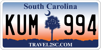 SC license plate KUM994
