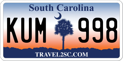 SC license plate KUM998