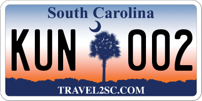 SC license plate KUN002