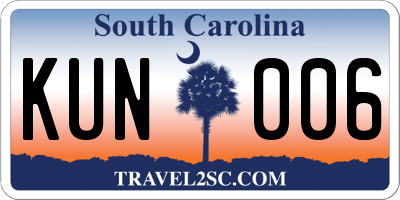 SC license plate KUN006