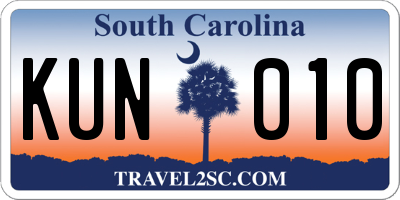 SC license plate KUN010