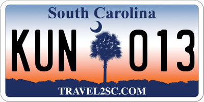 SC license plate KUN013