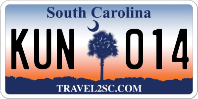 SC license plate KUN014