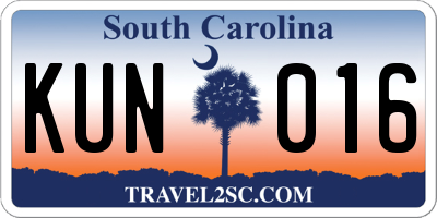 SC license plate KUN016