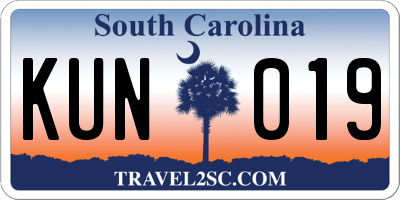 SC license plate KUN019