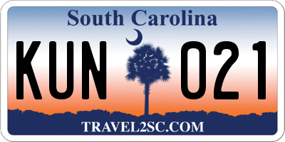 SC license plate KUN021