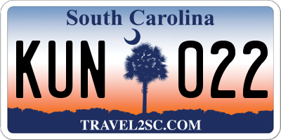 SC license plate KUN022