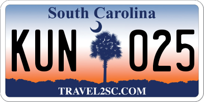 SC license plate KUN025
