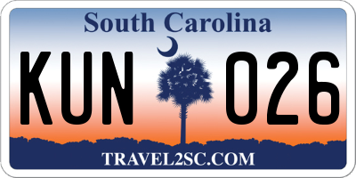 SC license plate KUN026