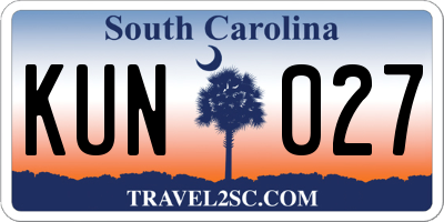 SC license plate KUN027