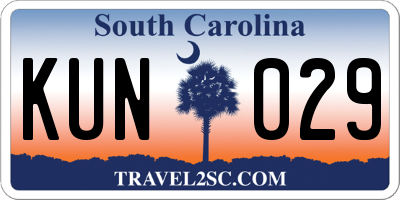 SC license plate KUN029