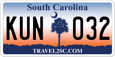 SC license plate KUN032