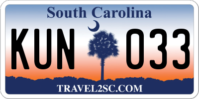 SC license plate KUN033