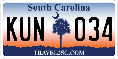 SC license plate KUN034
