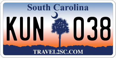 SC license plate KUN038