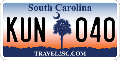 SC license plate KUN040
