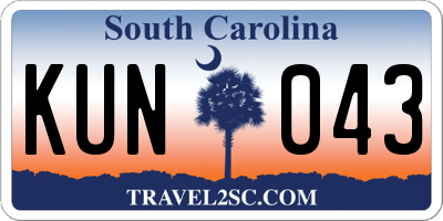 SC license plate KUN043