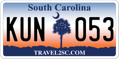 SC license plate KUN053