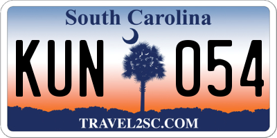 SC license plate KUN054