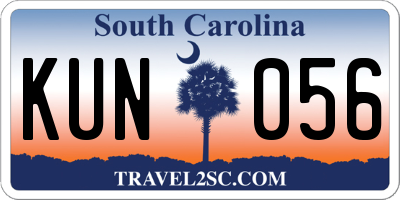 SC license plate KUN056