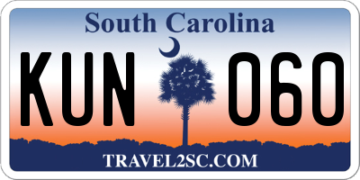 SC license plate KUN060