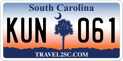 SC license plate KUN061