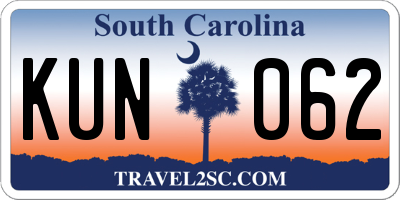SC license plate KUN062
