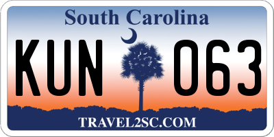 SC license plate KUN063