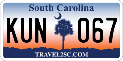 SC license plate KUN067
