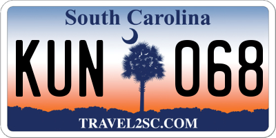 SC license plate KUN068