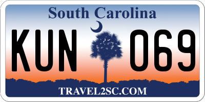 SC license plate KUN069