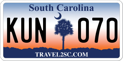SC license plate KUN070