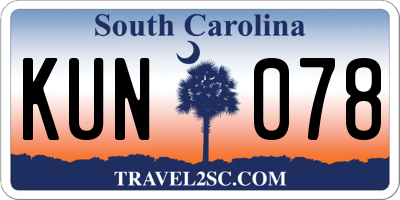 SC license plate KUN078