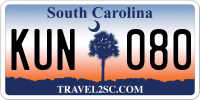 SC license plate KUN080
