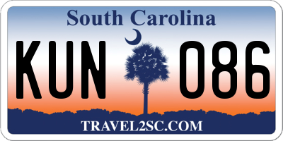 SC license plate KUN086