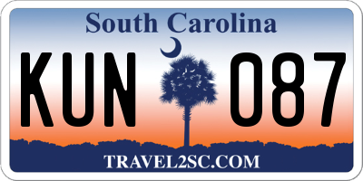 SC license plate KUN087